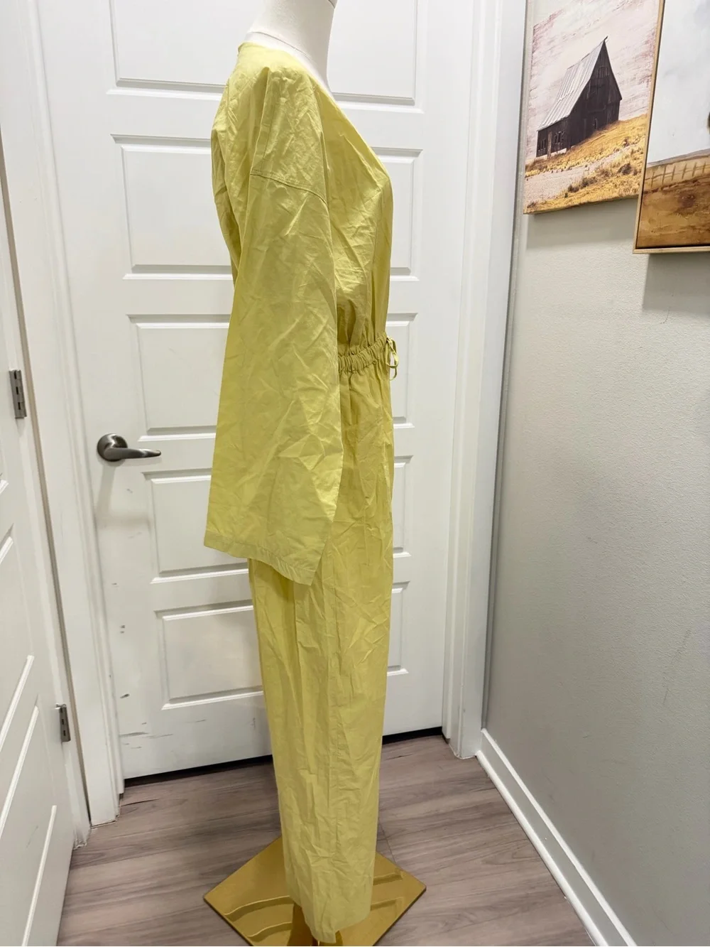 Zara Women's Pistachio Green Wide-Leg Jumpsuit with Drawstring Waist NWT - Picture 6 of 10